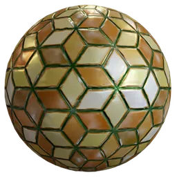 High-quality PBR material of orange, white, and red shiny plastic tiles for Blender 3D, ideal for interior and architectural renders.