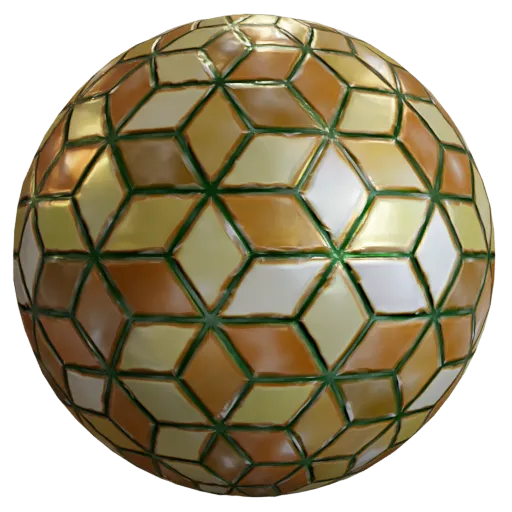High-quality PBR material of orange, white, and red shiny plastic tiles for Blender 3D, ideal for interior and architectural renders.