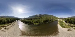 River in Mountain Valley Sunny