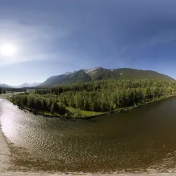 River in Mountain Valley Sunny