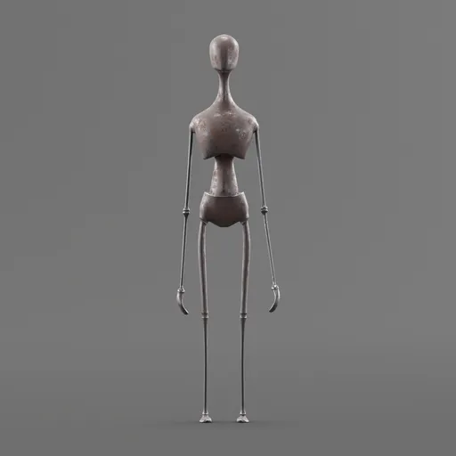 Metallic humanoid 3D model with simple rig optimized for animation practice in Blender.