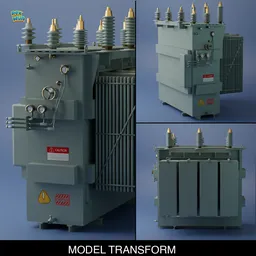 High-resolution Blender 3D utility-industrial transformer model with close-up details and clean Cycles render.