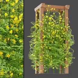 Yellow Bellflower Trellis Planter