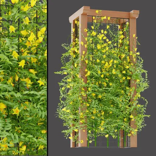 Yellow Bellflower Trellis Planter