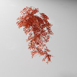 "Artificial tendril Arrow rose v2 3D model for Blender 3D: Nature-inspired indoor decor with red leaves, vines and random limbs, created using Bagapia addon and geometry nodes. Perfect for creating a unique centerpiece or adding intricate details to your 3D scene."