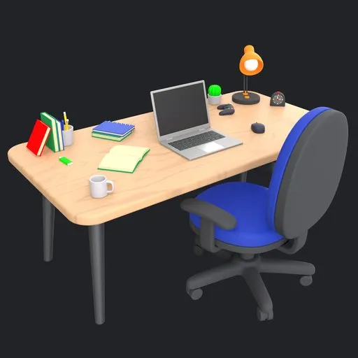 Wooden Desk Workspace Setup