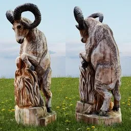 Mouflon wooden carved statue