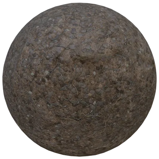 Ultra-realistic 2K pebble ground material with twigs for Blender 3D, suitable for high-quality texturing in PBR workflows.