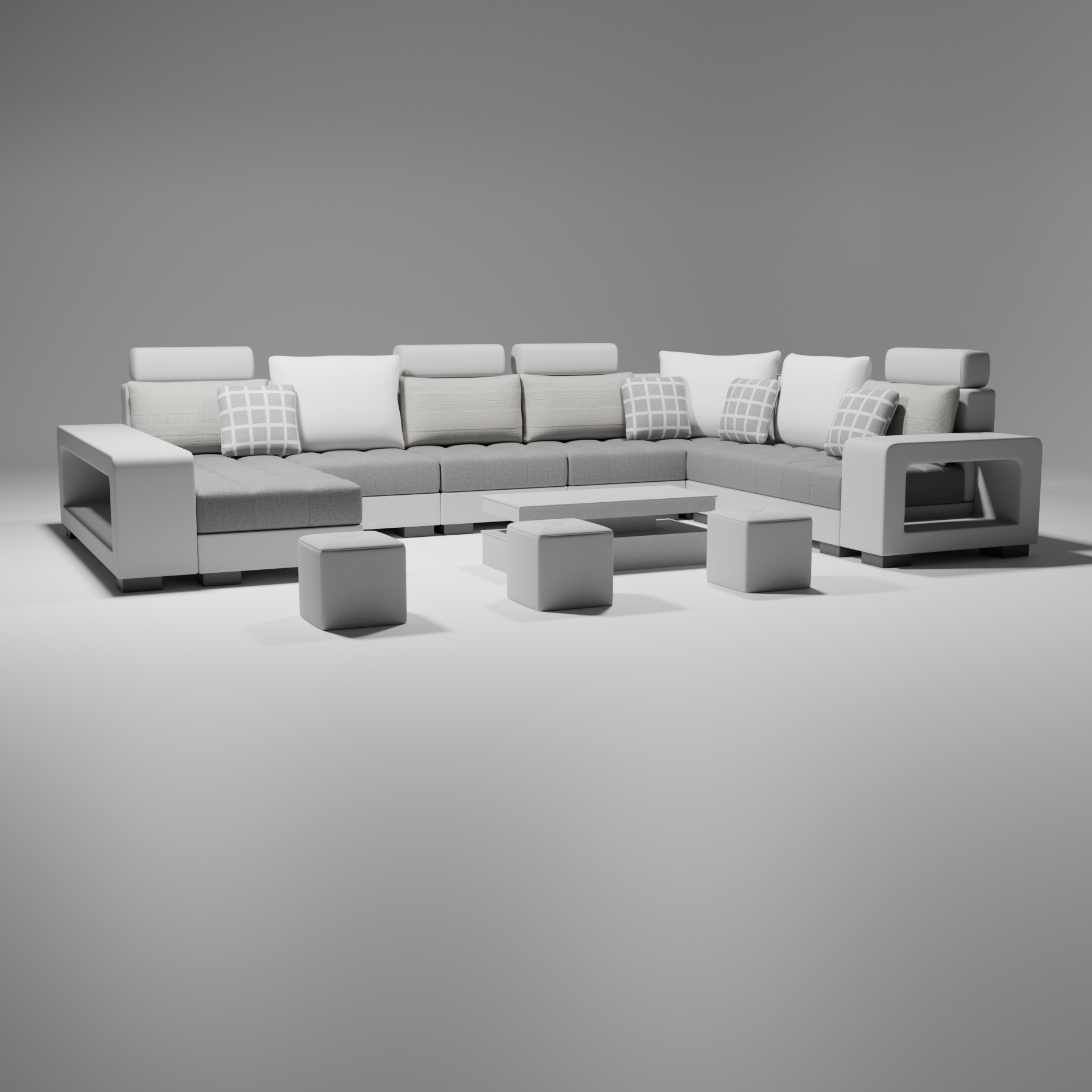 Upholstered Sectional | Sofa-table Sets models | BlenderKit