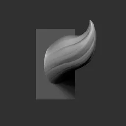 3D sculpting brush imprint for creating voluminous stylized female hair in Blender models.