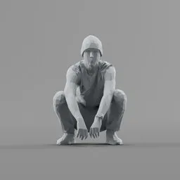 Lowpoly Squatting Guy