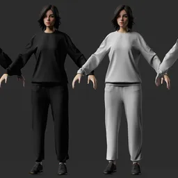 Female Casual Tracksuit Outfit Character