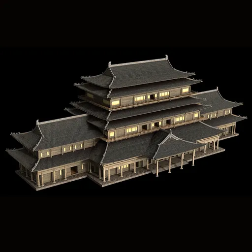 Chinese old building rock wood temple