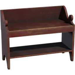 "Detailed Blender 3D model of a painted wooden bench with a smooth finish, ideal for interior design renderings."