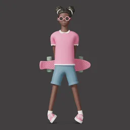 Girl standing with skateboard
