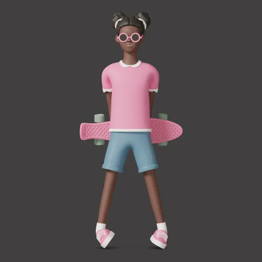 Girl standing with skateboard