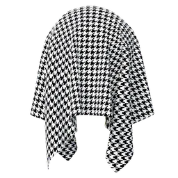 3D rendering of a seamless houndstooth fabric texture for fashion and upholstery in Blender PBR material.