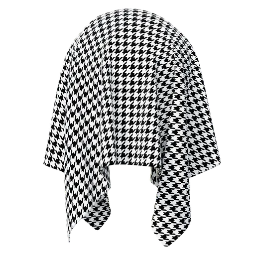 3D rendering of a seamless houndstooth fabric texture for fashion and upholstery in Blender PBR material.