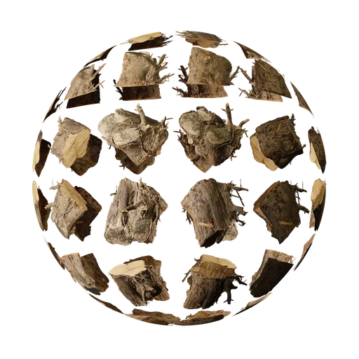 High-resolution PBR wood log atlas for 3D modeling, suitable for Blender and other 3D software.
