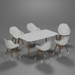 Modern Dining Table Set with Armchairs