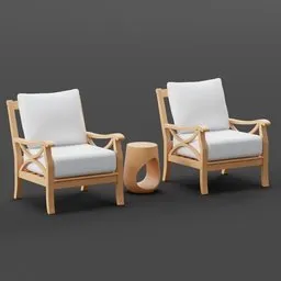 Armchair Set with Side Table