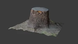 Detailed 3D stump model with realistic bark texture, compatible with Blender for CG projects.