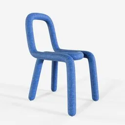 Blue textured 3D chair model showcasing design and geometry, ideal for Blender 3D projects.