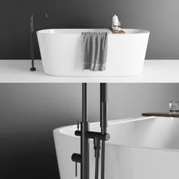 Luxurious 3D-rendered bathtub with detailed fixtures and realistic textures, ideal for Blender interior visualizations.