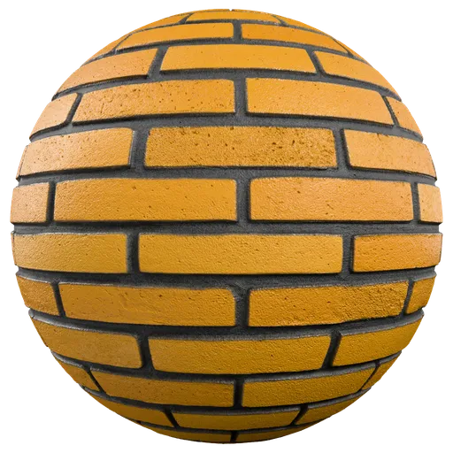 Yellow Painted Brick Wall Black Mortar
