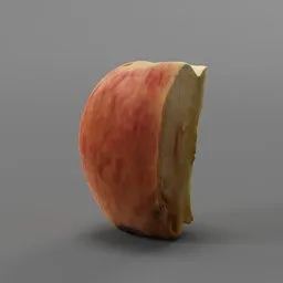 Realistic segment of a 3D apple model, low poly and Blender-ready, showing textured surface detail.
