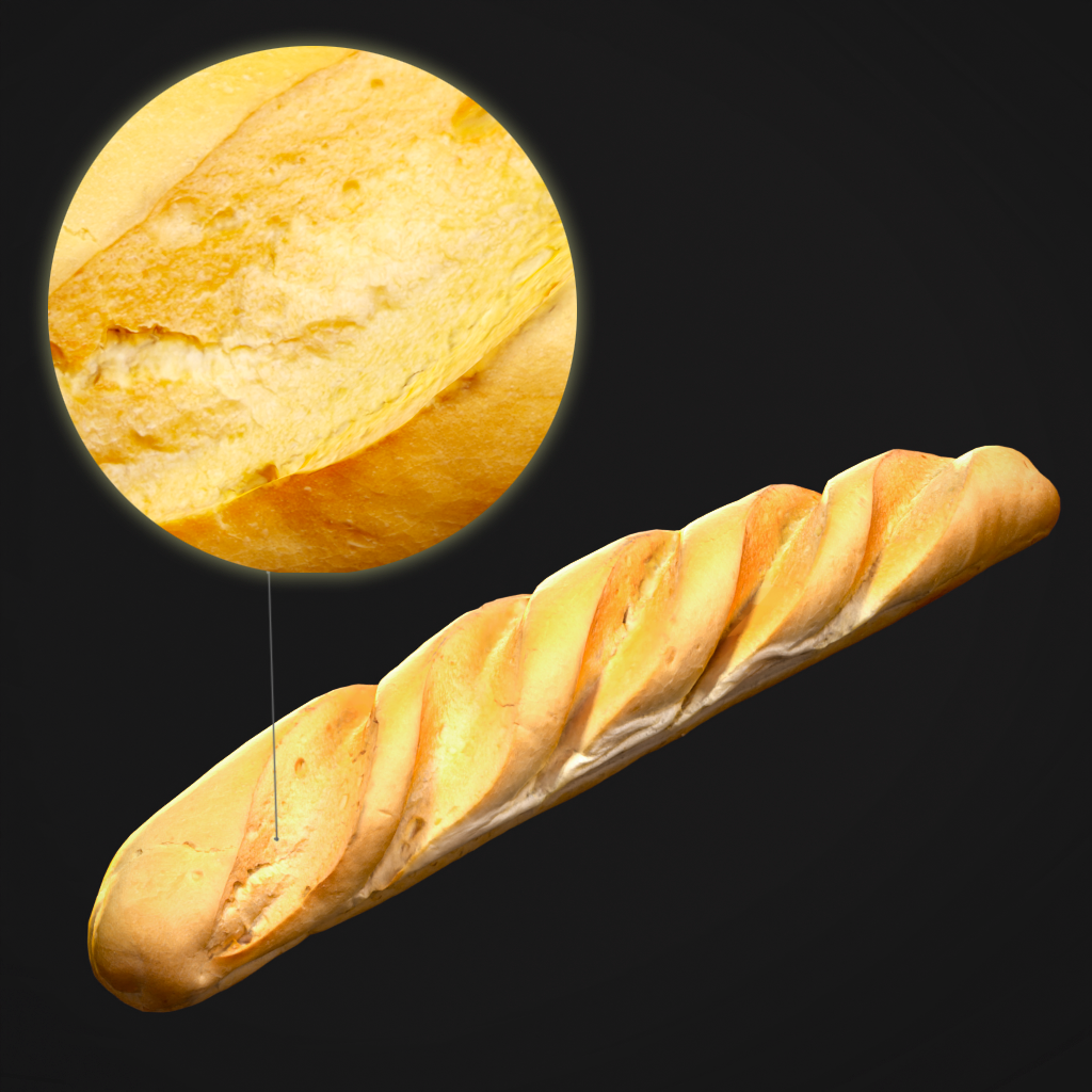 French baguette 3D model | 3D Food models | BlenderKit