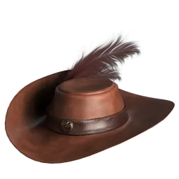 Photorealistic 3D pirate hat with feather for Blender, cycles render, detailed accessory model.
