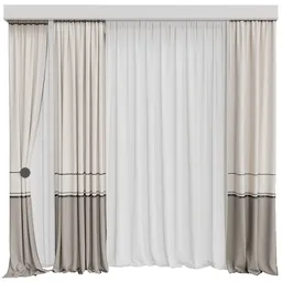 MI silk and cotton curtain set