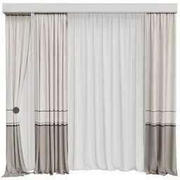 MI silk and cotton curtain set