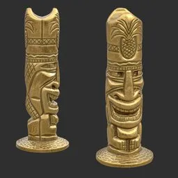 Tiki God Jolly Spirit Statue Gold