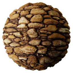 Stone Cobble Wall Brown