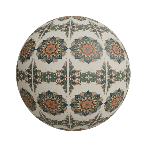 Circular flower motif wallpaper