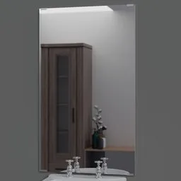 Rectangular 3D model mirror with reflective surface for Blender renderings, ideal for bathroom scenes.