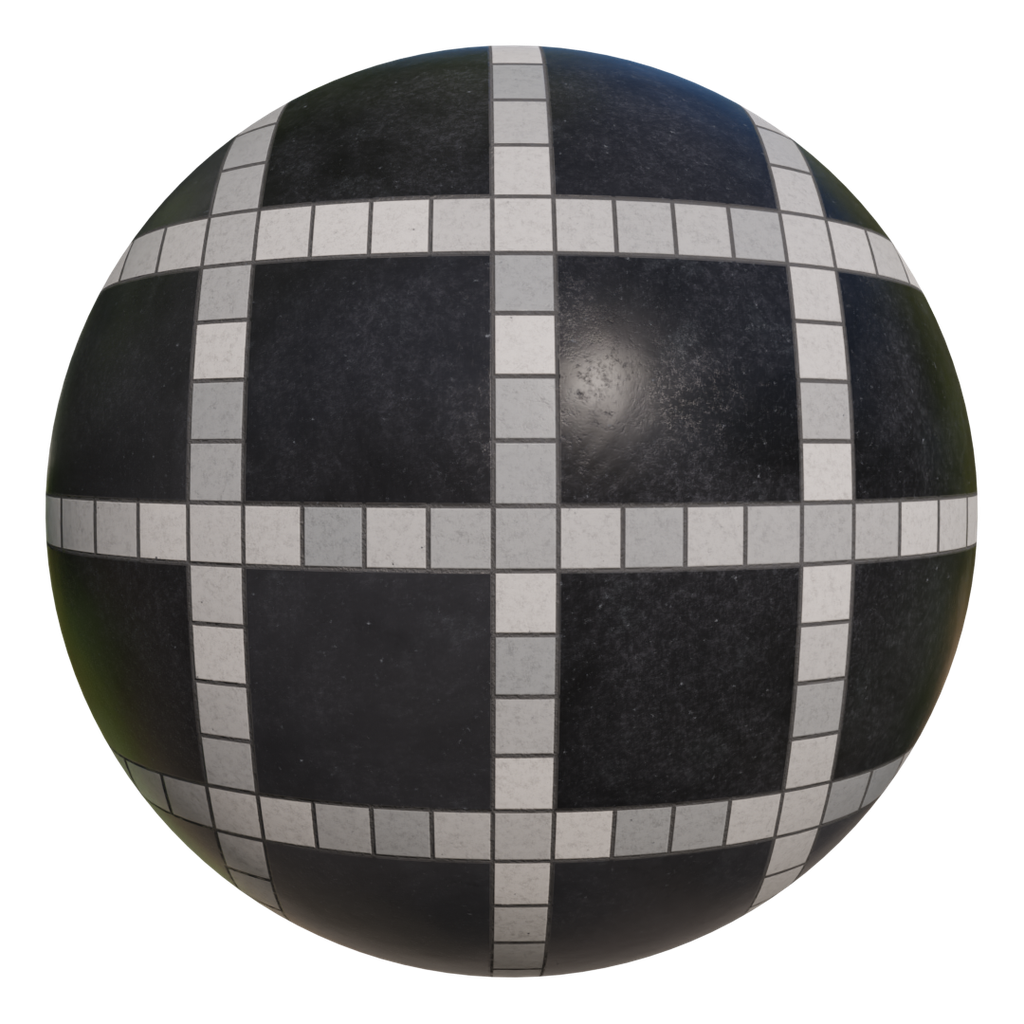 Procedural Outdoor tiles black and white FREE floor materials BlenderKit