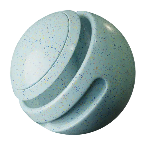 Recycled Plastic PBR material with adjustable spot color and size for Blender 3D rendering and texturing.