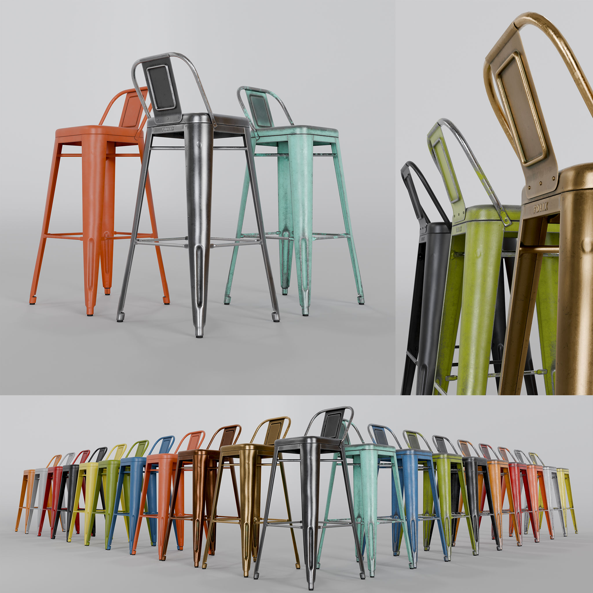 最終値下　TOLIX トリックス H STOOL H75 水色 ③ フランスのブランド TOLIX(トリックス)よりH-STOOL(エイチ
