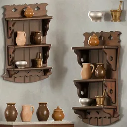 Rustic Wooden Shelf Set
