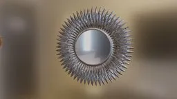 Detailed 3D model of a decorative spiked circular mirror, designed for Blender artists.