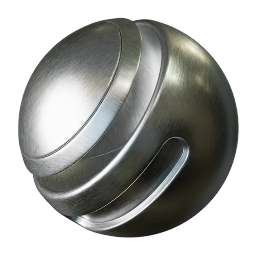 Realistic brushed metal PBR material suitable for Blender 3D and other 3D modeling apps, displaying fine grain texture and subtle reflections.