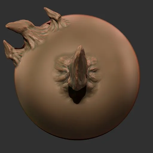 3D sculpting brush creating detailed dragon skin texture on virtual model surface, compatible with Blender 3D.