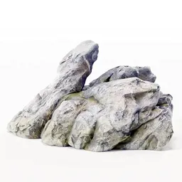 Detailed 3D model of a low-poly, textured rock suitable for Blender game environments.