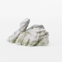 Detailed 3D model of a low-poly, textured rock suitable for Blender game environments.