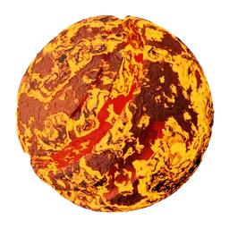 High-quality procedural PBR lava magma texture for Blender with color adjustments, emission control, and displacement features.