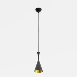 Highly detailed 3D model of a black pendant light with gold interior, perfect for modern interior rendering in Blender.