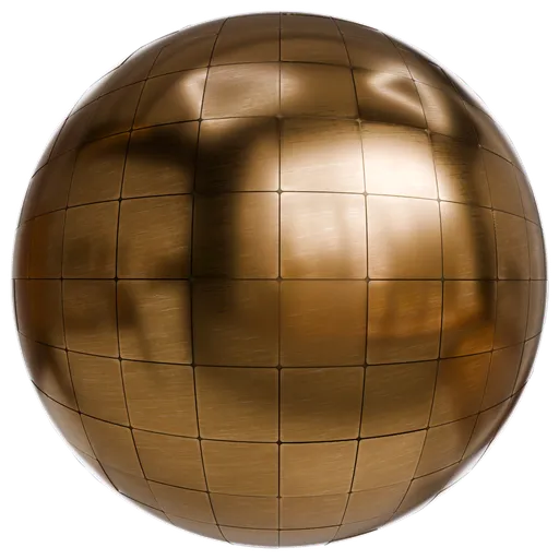 Seamless PBR bronze tile texture for 3D rendering in Blender, ideal for decorative metal surfaces.